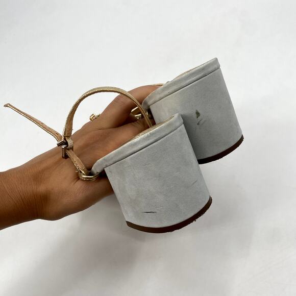 Vicenza BHLDN Rooney blue suede block heels - Picture 5 of 7